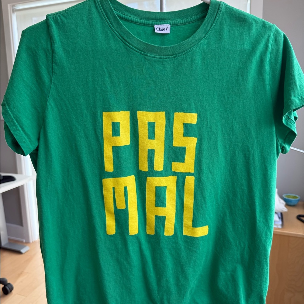 Clare V Green Tee with Yellow Print